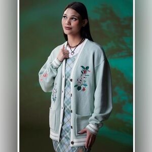 Mint Green Embroidered Women Sweater